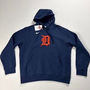 Detroit Tigers Nike Mens Club Fleece Hoodie Blue Sz L Sweatshirt MLB NWT New